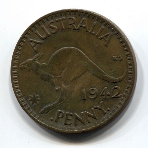 1 пенни 1942 Австралия XF , I Бомбей