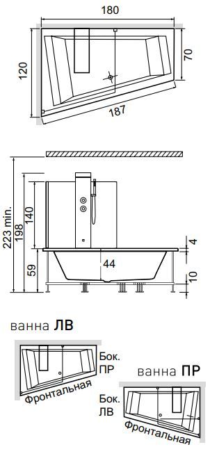 Ванна Hafro Era Plus box 3ERA5 с душевой колонной 180х120 ФОТО