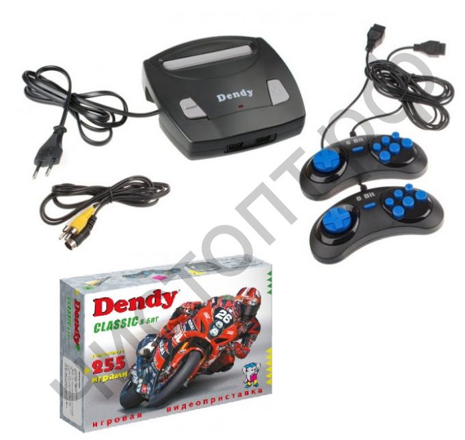Игровая приставка Dendy Classic 255 в 1 (конс.с 255 встр.играми.,2джой.,бл.пит.,каб.TV) Денди