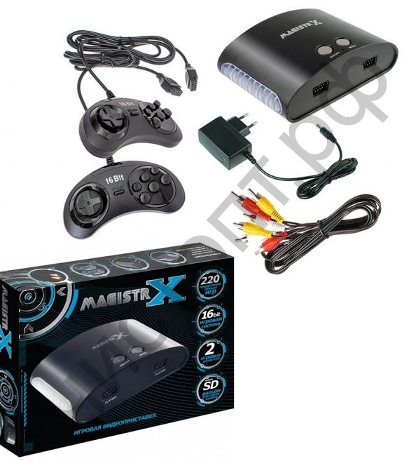 Игровая приставка Sega Magistr Х 220 игр карта micro SD (конс.с 220 встр.играми, 2джой., бл.пит.,каб.TV) Сега