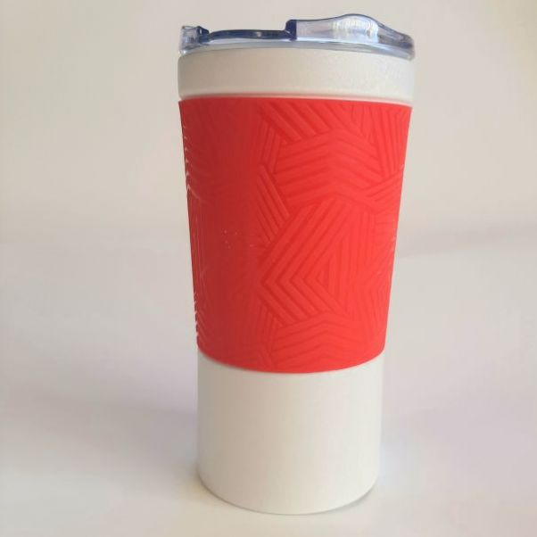 Термокружка Funny белая с красным