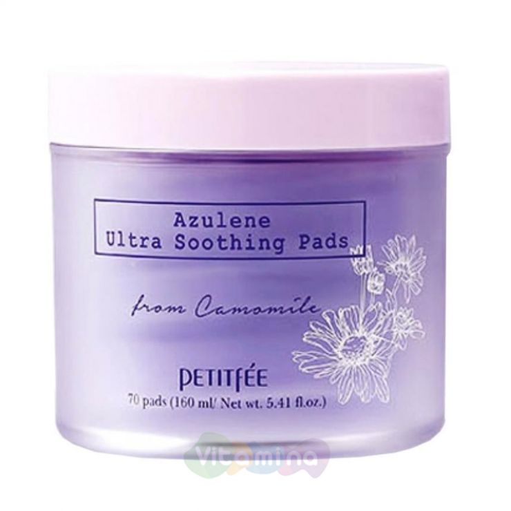Petitfee Успокаивающие пэды для лица с азуленом Azulene Ultra Soothing Pads, 70 шт