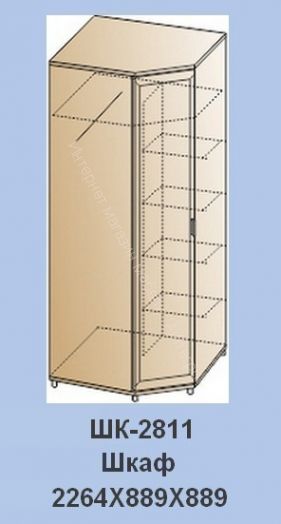 Шкаф ШК-2811 для одежды и белья угловой Мелисса