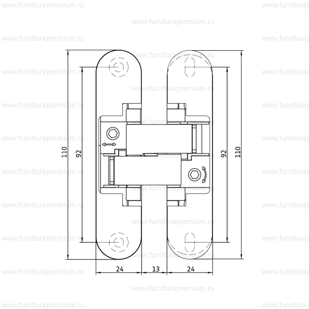 Скрытая петля Anselmi AN 180 3D (580) для нефальцованных дверей до 80 кг