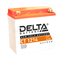 14Ah Delta 12V CT 1214 AGM с эл. (012 014 V, YTX14-BS, YTX14H-BS, YTX16-BS, YB16B-A