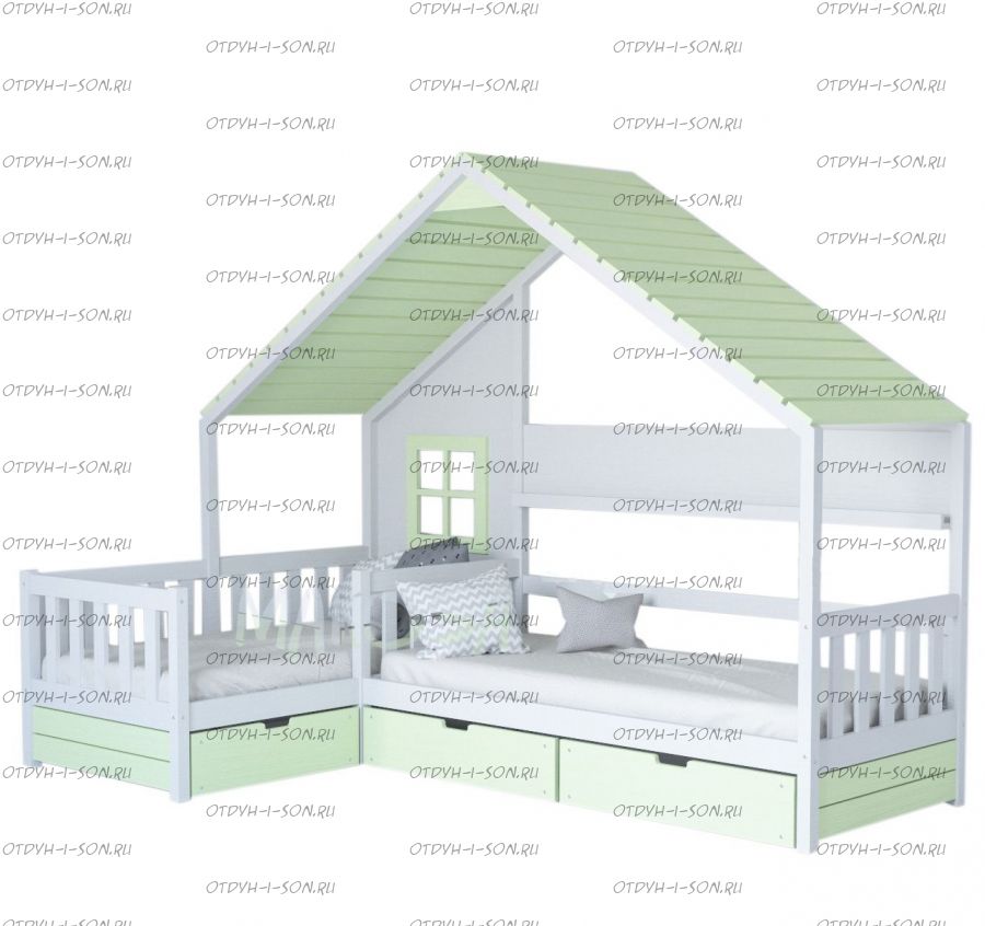 Кровать Домик Угловой Fairy Land №27F (Для Двоих Детей) любые размеры