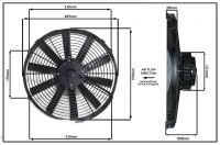 Осевой вентилятор, 14" дюймов, 170 Ватт, 12 Вольт, Толкающий (PUSH) STR127 Вентилятор Для Рефрижераторов