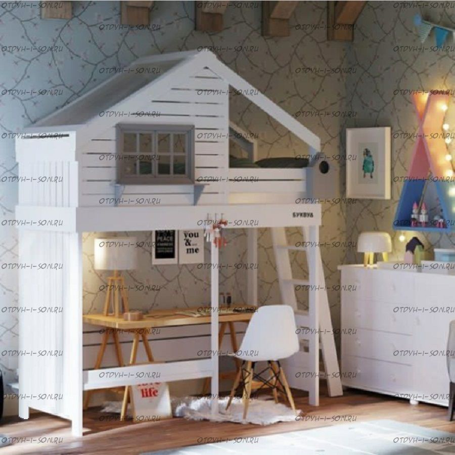 Кровать-чердак Домик Roof №34, любые размеры