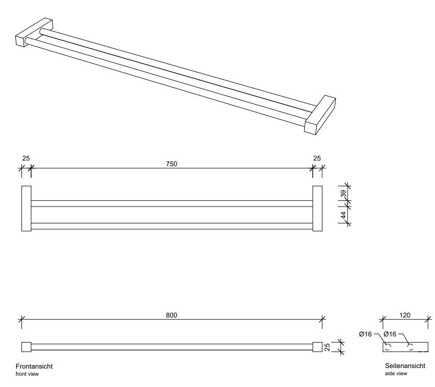 Полотенцедержатель Decor Walther BQ HTD 05705/80 схема 1