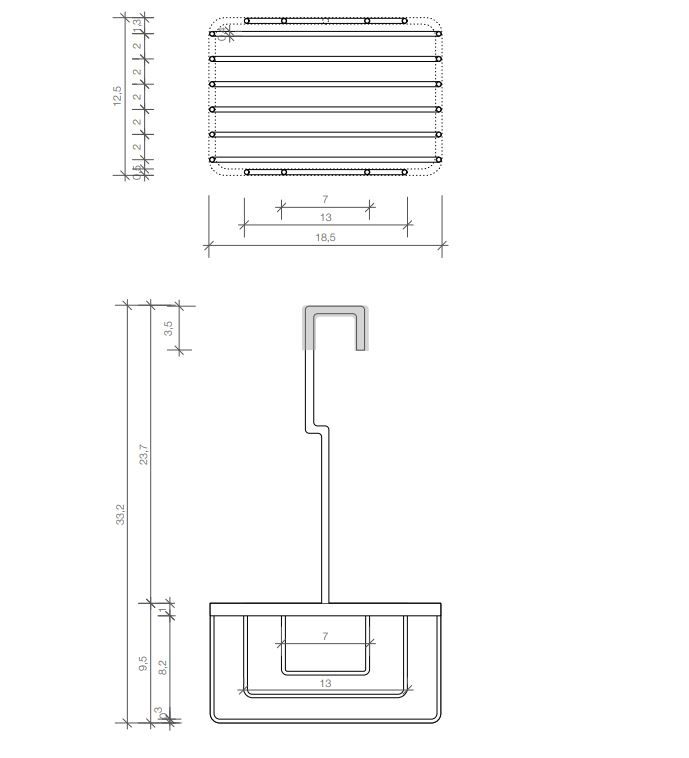 Полка для душа Decor Walther DW 08505 18.5x12.5x33.5 схема 1