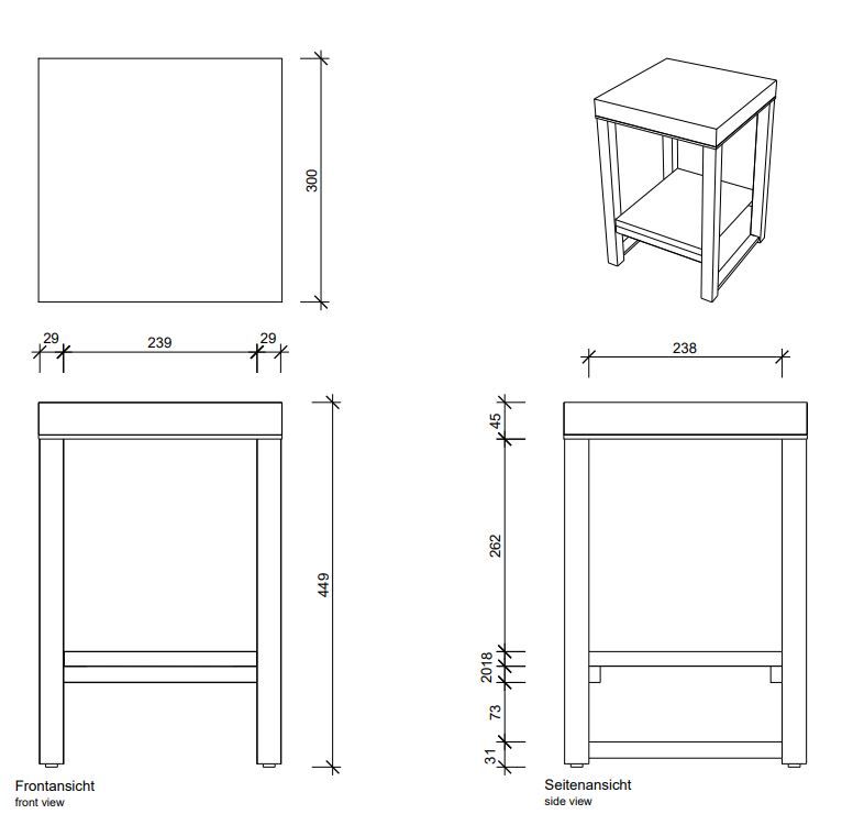 Табурет в душ Decor Walther Wood 09268 схема 2