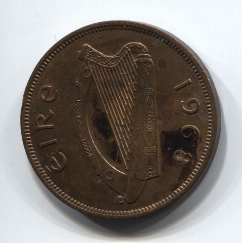 1 пенни 1968 Ирландия XF