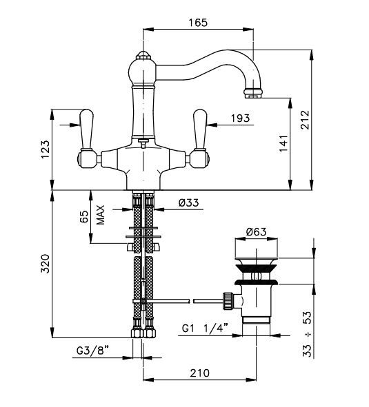 Смеситель для раковины Nicolazzi Mac Kinley 2632 схема 1