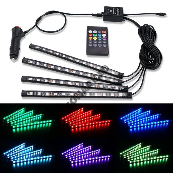 Светодиодная подсветка салона автомобиля на пульту PS-4-15-RGB