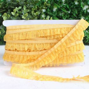 Тесьма резинка-рюш, желтая 25 мм.