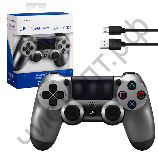 Джойстик для PS4 Dual Shock Wireless серый Беспроводной А (logo)