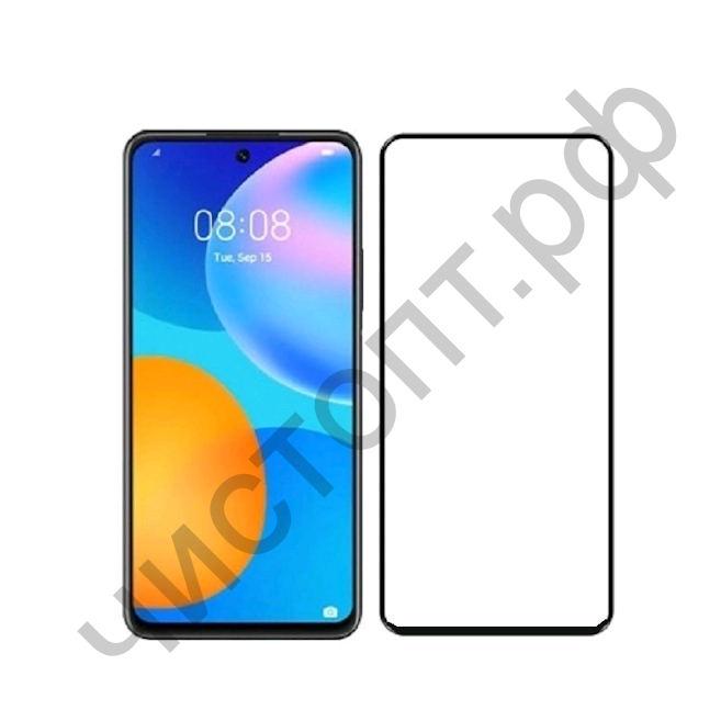 Защитное стекло Huawei Honor 10X Lite /P Smart 2021 с рамкой 9H Full Glue без упаковки черное