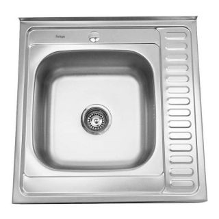 мойка для кухни накладная из нержавеющей стали 60х60 см. SINKLIGHT N 6060 L 0.8/180 1P полированная левая