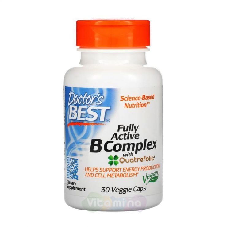 Doctor's Best Комплекс активных витаминов B с Quatrefolic, 30 капсул