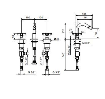 Двухвентильный смеситель для биде Fantini Icona Classic R008W ФОТО