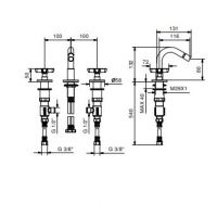 Двухвентильный смеситель для биде Fantini Icona Classic R008W схема 2