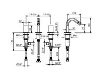 Смеситель для биде на 3 отверстия Fantini Venezia N409SW схема 1