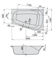 Ванна с левосторонним и правосторонним исполнением Hoesch SPECTRA 3666 / 3667 180x120 схема 2