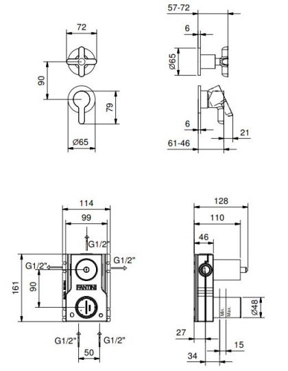 Смеситель встраиваемый для душа Fantini Icona Classic R487B ФОТО