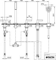 Смеситель на борт ванны Fantini Icona Deco R167 с изливом схема 1