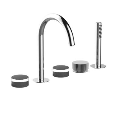 Изображение Смеситель на борт ванны Fantini Nice 65 02 S065S с изливом и лейкой