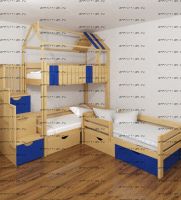 Кровать трехъярусная домик угловой Standard №25