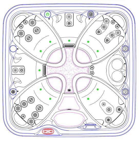 Бассейн с 32 форсунками Hydropool Serenity 6600 203х203 схема 1