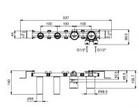 Смеситель для ванны Fantini Mare V021B с изливом и лейкой схема 2