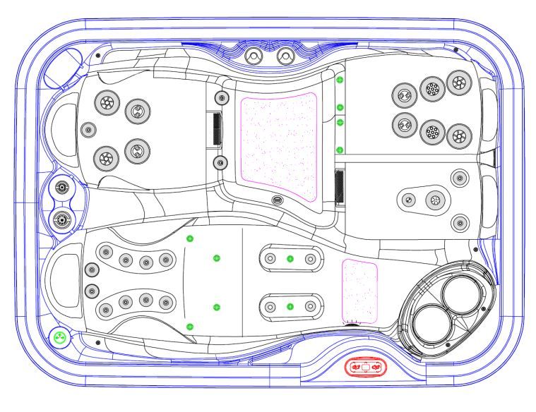 СПА-бассейн с 31 форсункой Hydropool Serenity 4300 216х157 схема 1