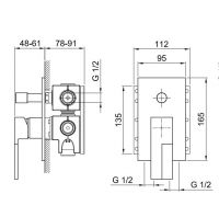 Смеситель для ванны и душа Fantini AR/38 E222SB схема 2