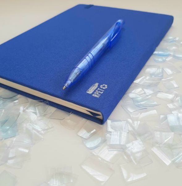 Эко блокнот из RPET Mivaz синий