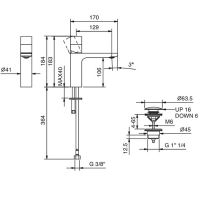 Компактный смеситель для раковины Fantini Nice S004SF с донным клапаном схема 1