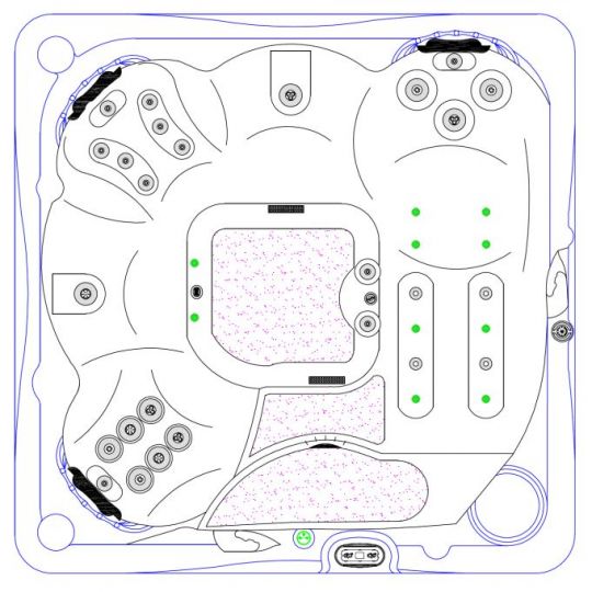 Бассейн с 26 гидромассажными форсунками Hydropool Classic SE5L 202х202 ФОТО