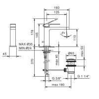 Смеситель для раковины Fantini Mint F004F с донным клапаном схема 1