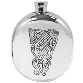 Фляжка из британского пьютера- Морской бог Маннанан , MANNANAN WEDGE FLASK, фирма English Pewter  180 мл