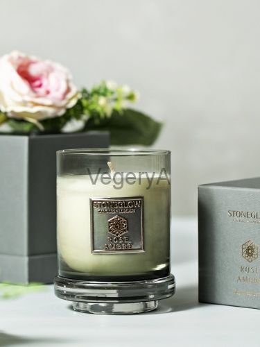 Свеча 300гр Роза и Амбра StoneGlow Металлическая
