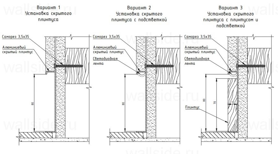 Вставка в скрытый плинтус из МДФ