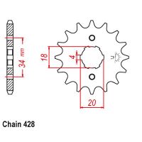 Звезда ведущая 16T Stels Flex 250 / Flame 200 / Irbis TTR250R