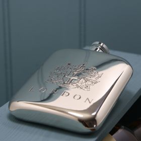 Фляжка из британского пьютера- Герб Лондона - LONDON CREST STAMPED , English Pewter