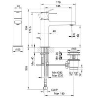 Смеситель для раковины Fantini MYO M104F с донным клапаном схема 1