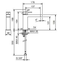 Смеситель для раковины Fantini Mare V004WF без донного клапана схема 1