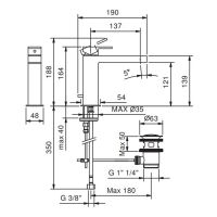 Смеситель для раковины Fantini Mare V004F с донным клапаном схема 1