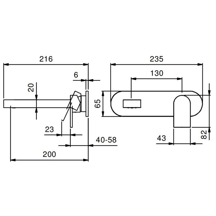 Смеситель для раковины Fantini Mare V013B 23,5х6,5 схема 1