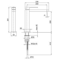 Смеситель для раковины Fantini Mare 1051F схема 1