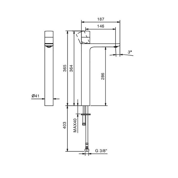 Смеситель для раковины Fantini Nice S006SWF с высоким изливом схема 1